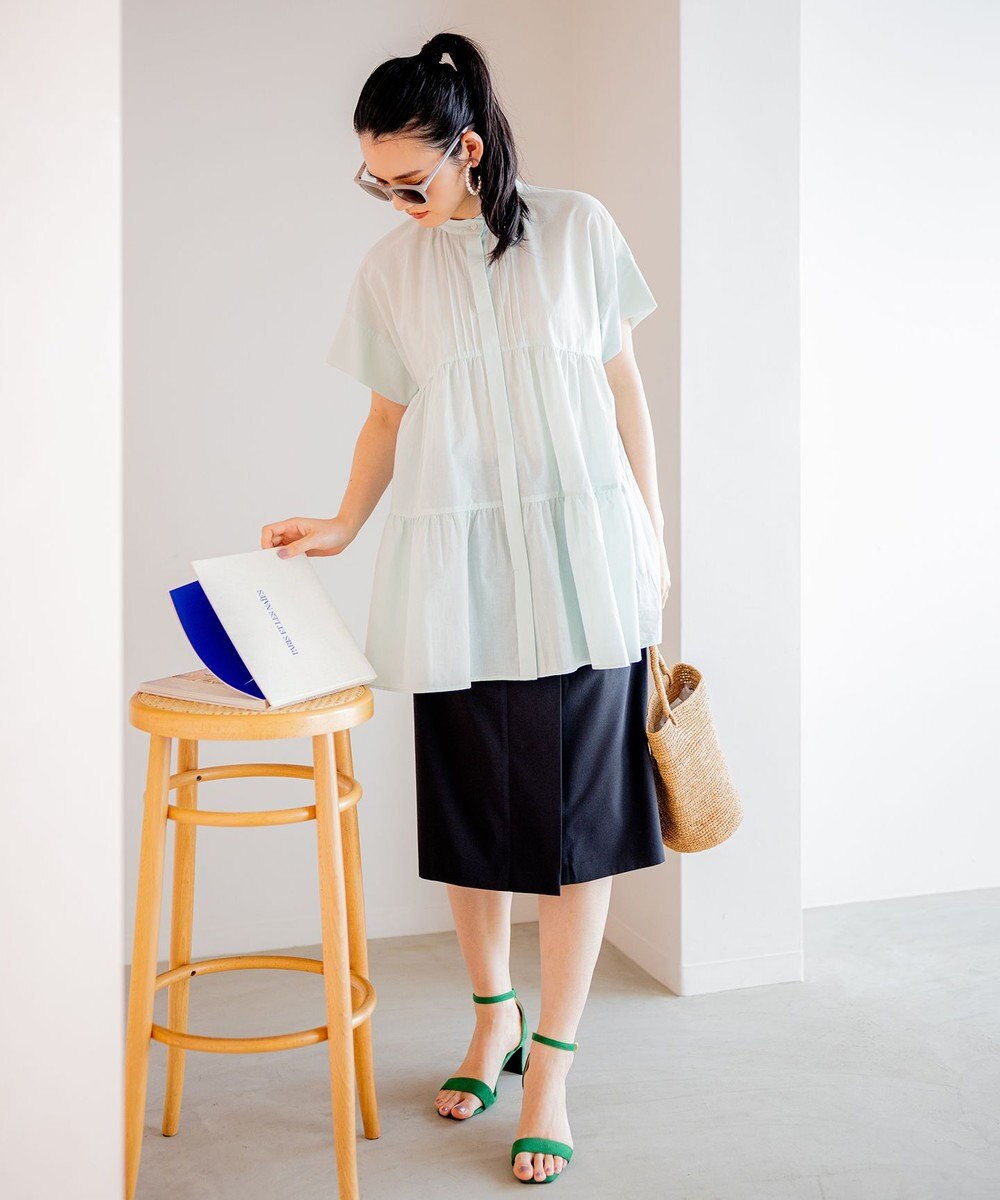 組曲 【洗える】ナチュラルローンギャザーフレア ブラウス 