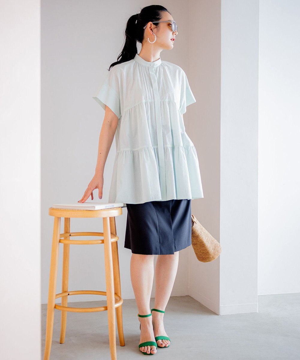 組曲 【洗える】ナチュラルローンギャザーフレア ブラウス 