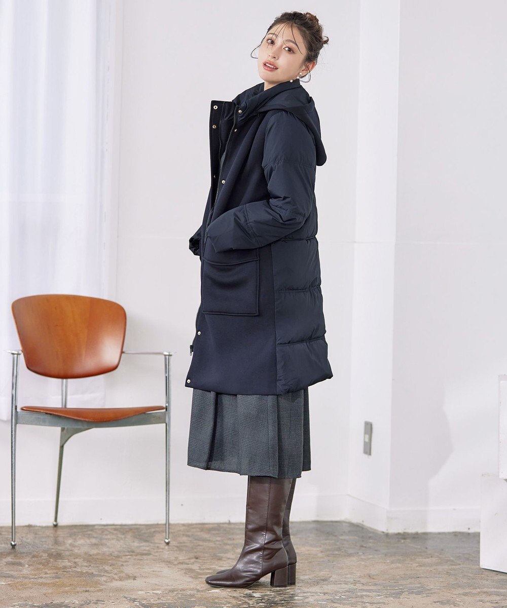Tiaclasse ファイバーダウン×ダンボール異素材ロングコート 