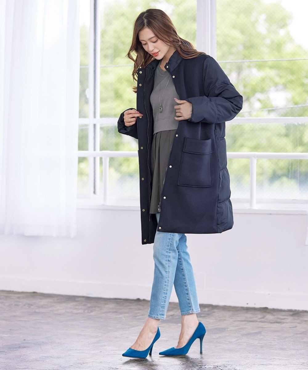 Tiaclasse ファイバーダウン×ダンボール異素材ロングコート 