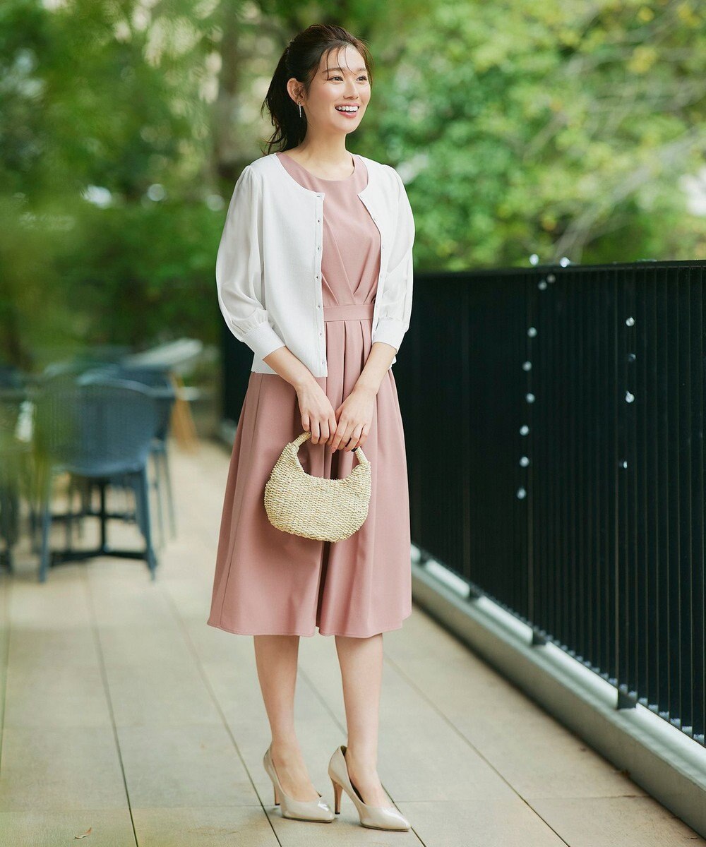 Tiaclasse L 【洗える】パフスリーブコンビカーディガン 