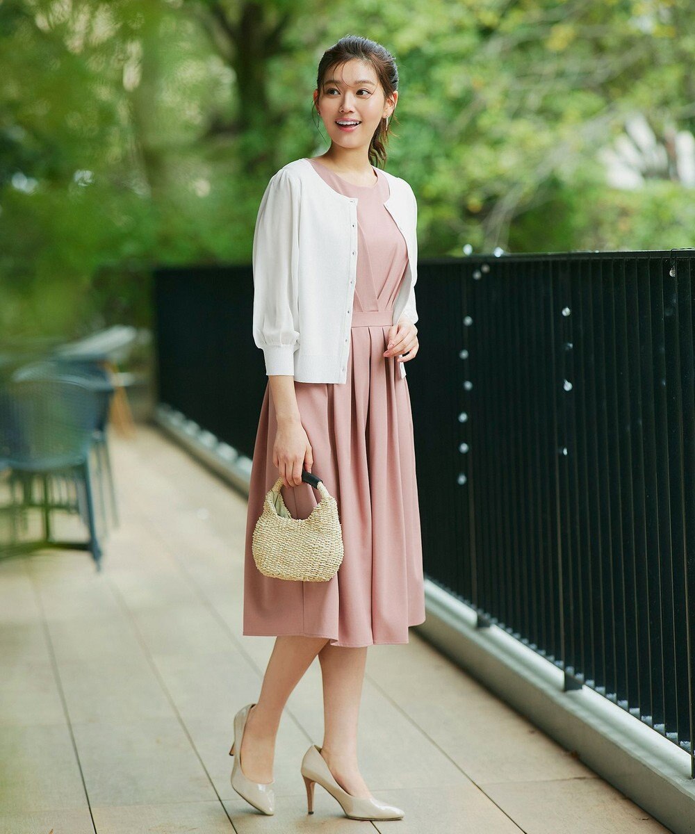 Tiaclasse L 【洗える】パフスリーブコンビカーディガン 