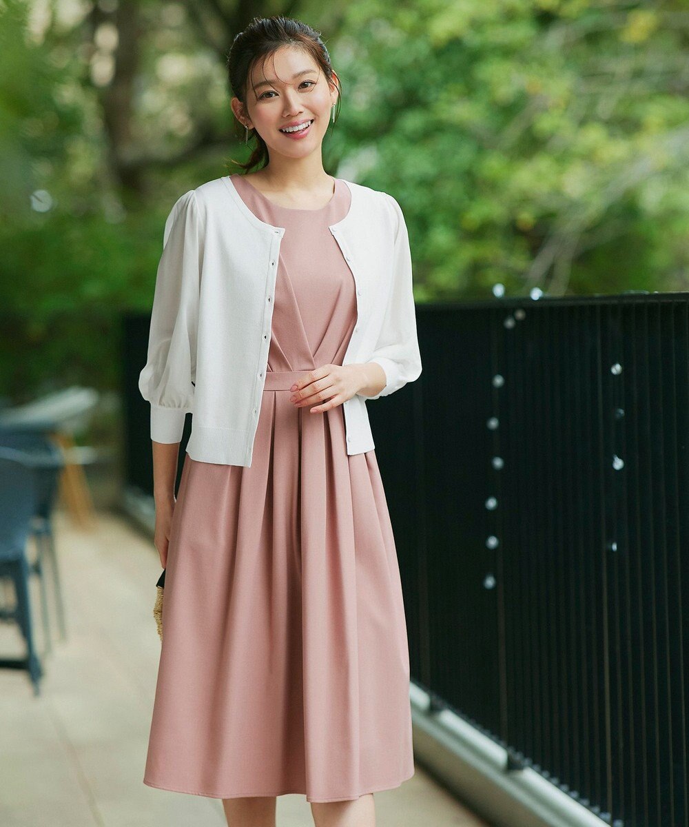 Tiaclasse L 【洗える】パフスリーブコンビカーディガン 