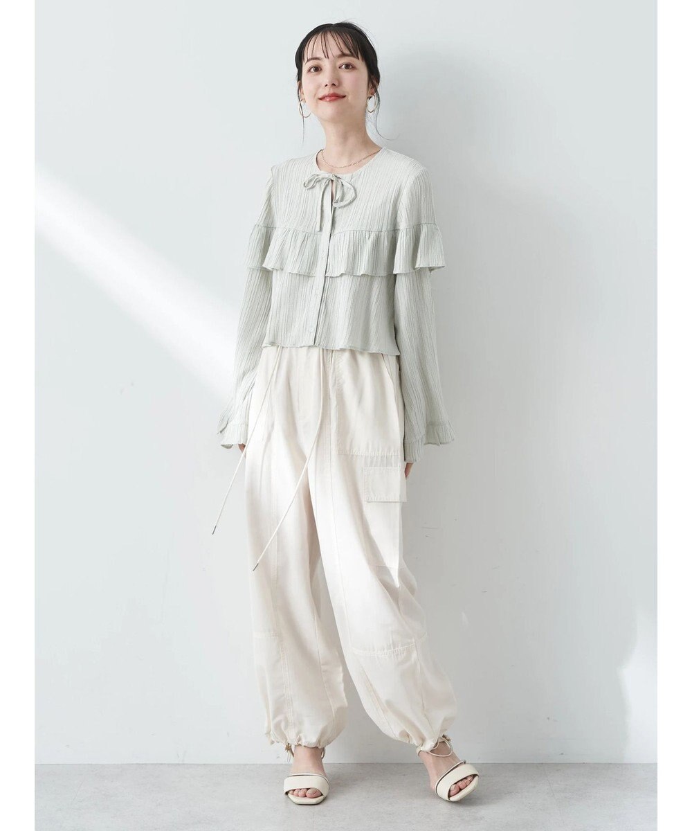 earth music&ecology フリル切替えショートブラウス 