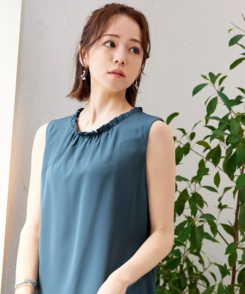 Tiaclasse L 【洗える】体型カバーも叶うフリルカラーチュニックブラウス 