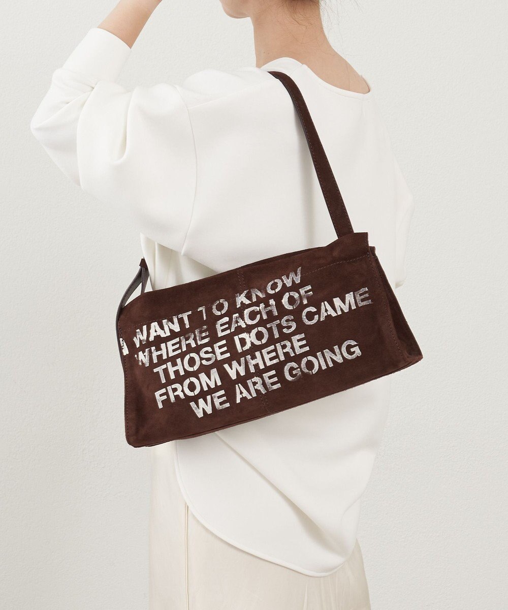 russet ステンシルデザインスエード横長ショルダーバッグ(CE-1640) 