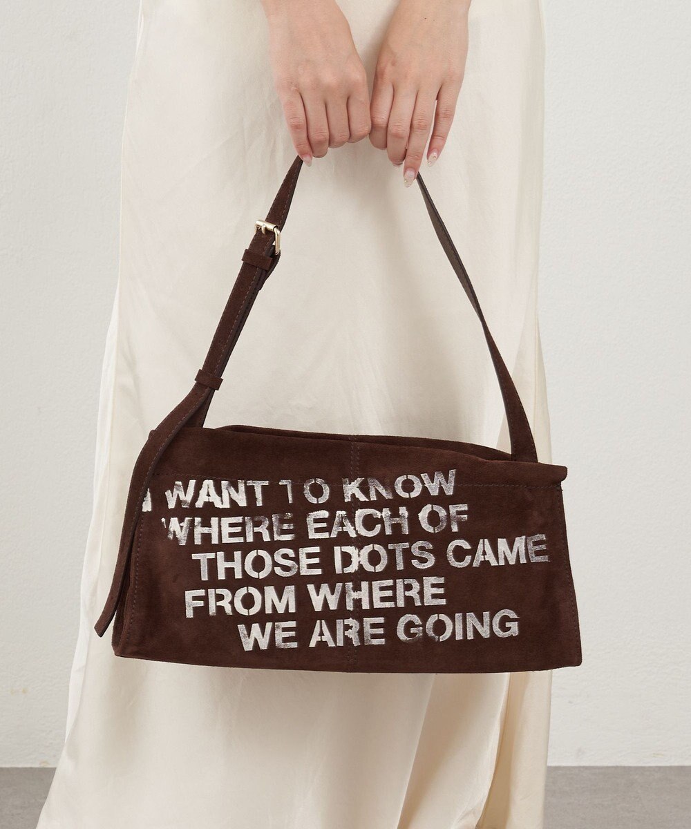 russet ステンシルデザインスエード横長ショルダーバッグ(CE-1640) 