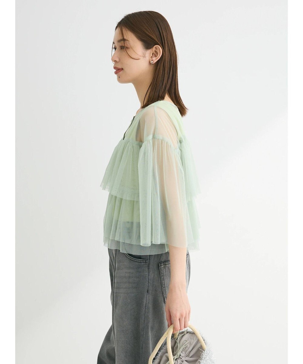 Green Parks ・ＳＵＧＡＲ　ＳＰＯＯＮ　チュールティアードブラウス 