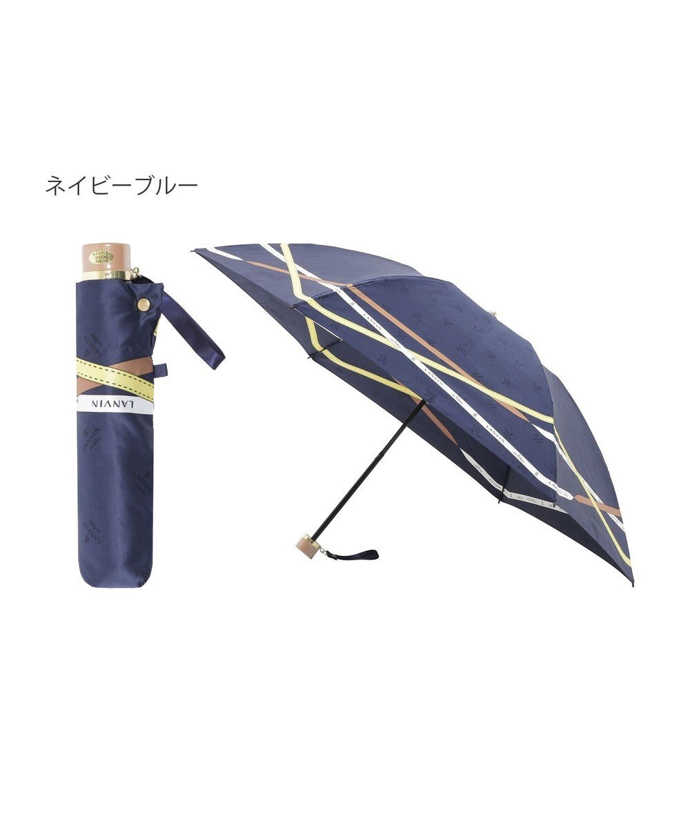 MOONBAT ランバン オン ブルー (LANVIN en Blue) 折りたたみ傘 サテンプリント ロゴアーチ 
