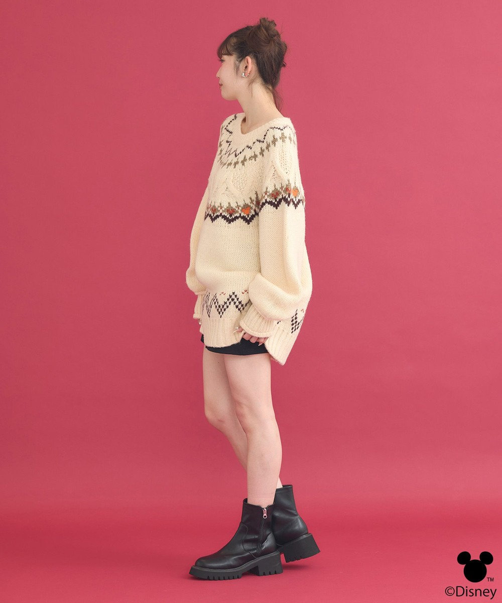 earth music&ecology Disney/ミッキー刺繍ノルディックニットチュニック 