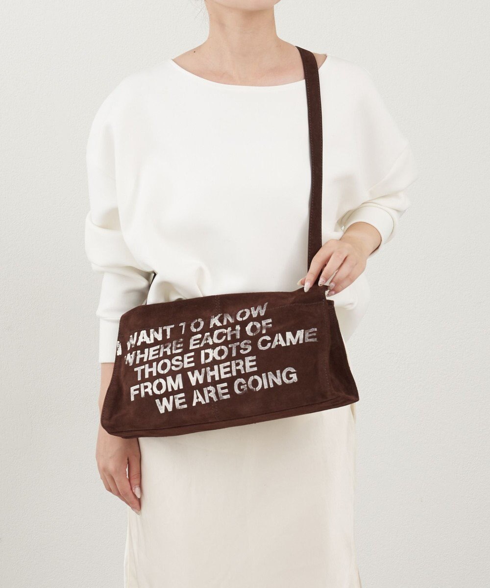 russet ステンシルデザインスエード横長ショルダーバッグ(CE-1640) 