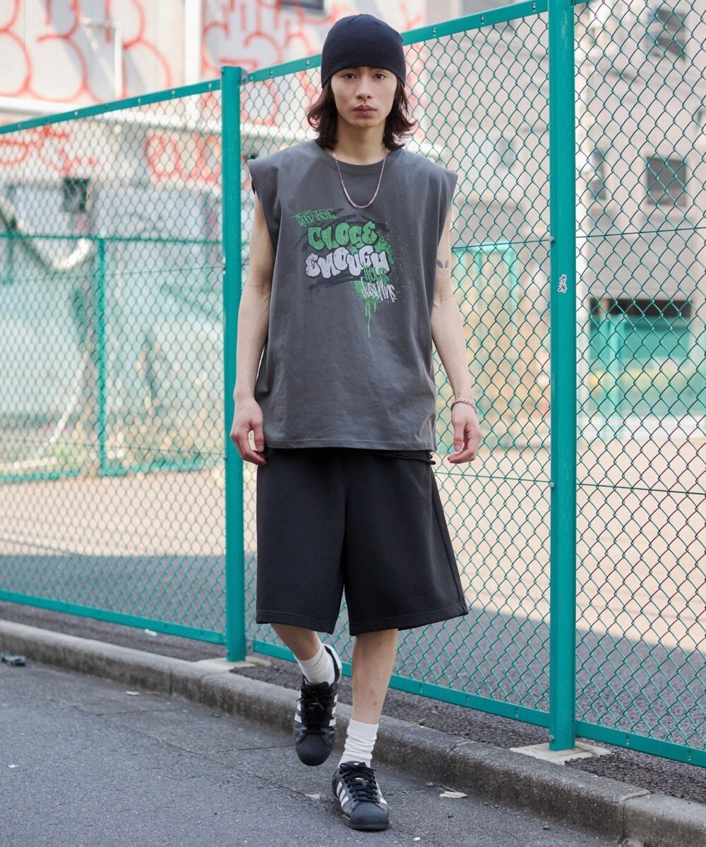 WEGO 【ユニセックス着用ITEM/SMサイズ展開/ウエストゴム】スウェットバギーショーツ 