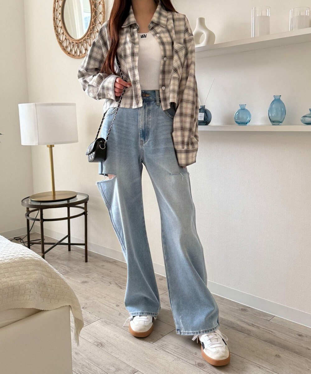 WEGO チェックショートシャツ 