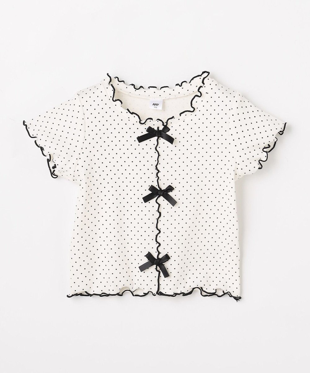 ANY KIDS 【一部店舗/WEB先行販売アイテム】ドット×リボン 半袖Tシャツ 