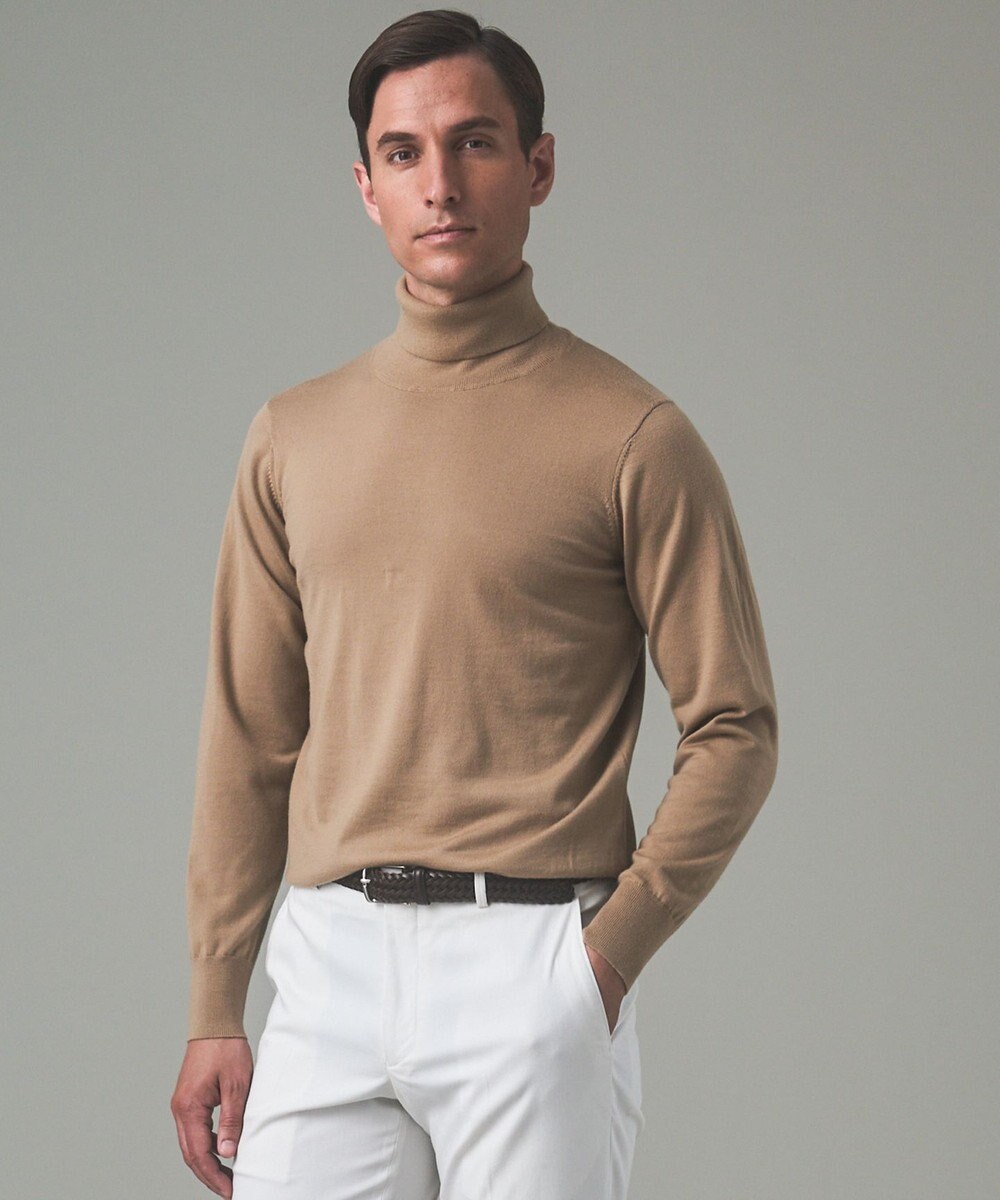 GOTAIRIKU 新色追加【洗える/チクチクしにくい/ピリングしにくい】イタリア糸 ハイゲージ タートルネックニット_WOOL100％ 