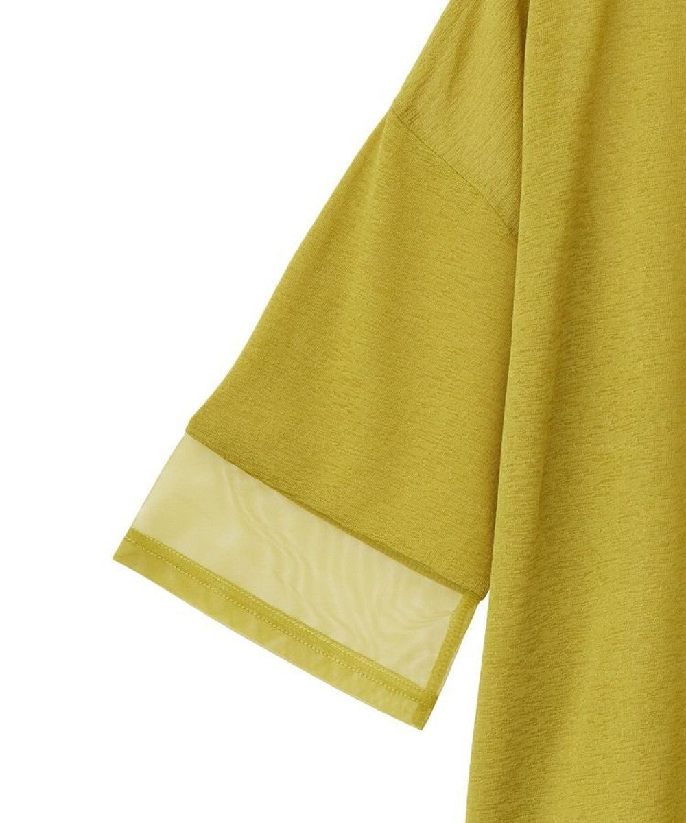 Green Parks 袖チュールドッキングシアー５分袖プルオーバー 