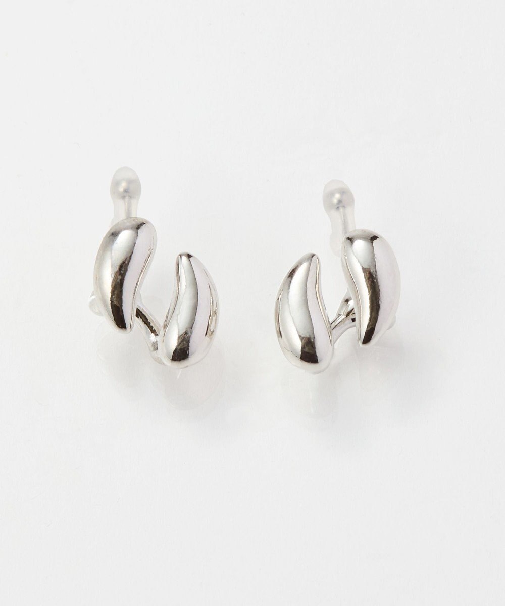 Phoebe 【痛くないシリーズ金属アレルギー対応】ダブルドロップメタルフロートライトフィットイヤリング　シルバー 