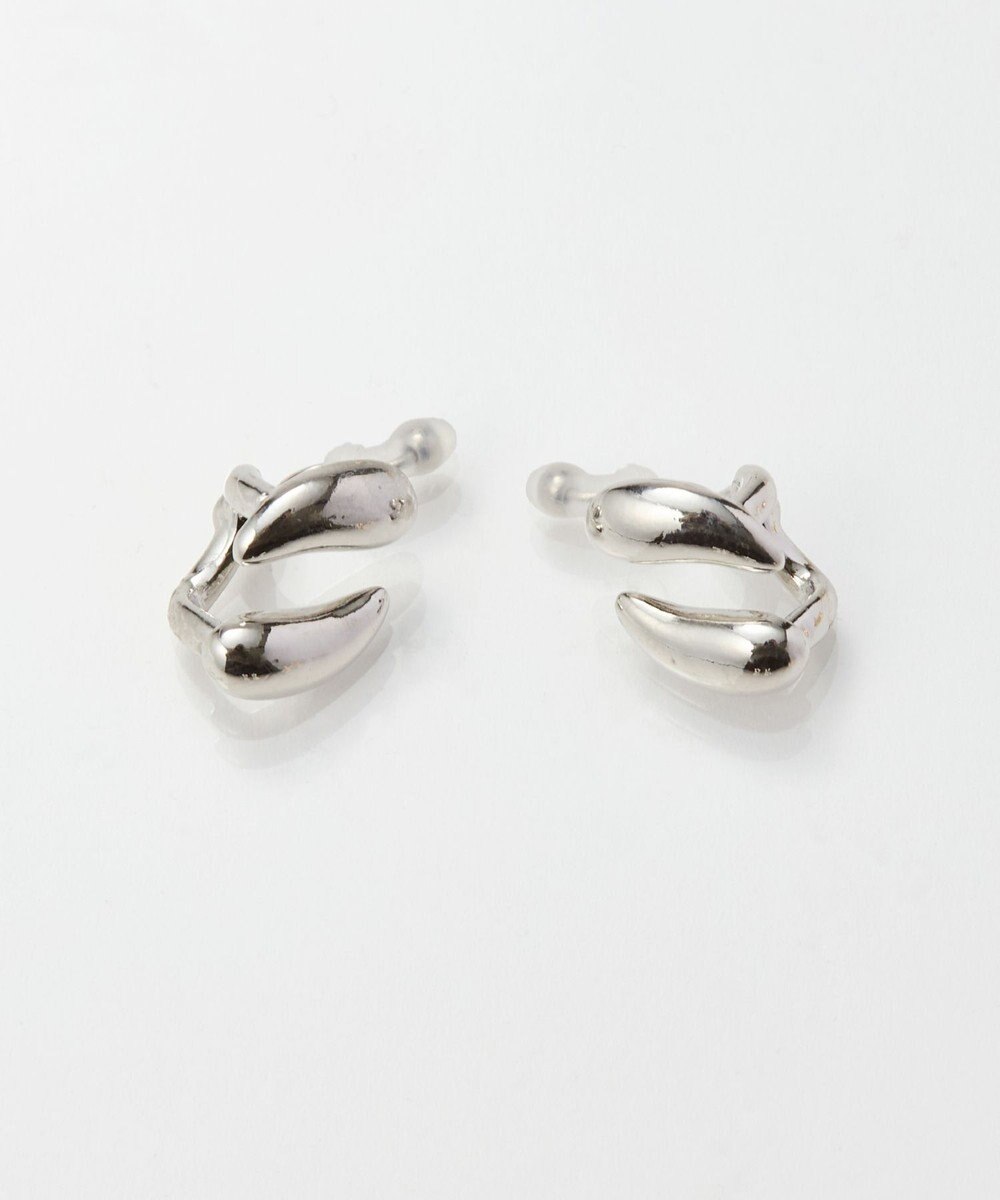 Phoebe 【痛くないシリーズ金属アレルギー対応】ダブルドロップメタルフロートライトフィットイヤリング　シルバー 