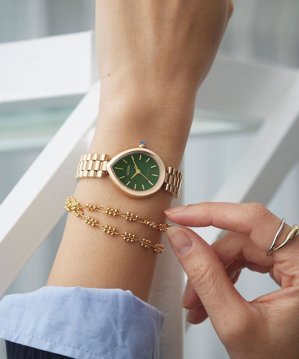 CITIZEN 【電池交換不要】ドロップ形状のジュエリーライクウオッチ EM1203-57X ウォームゴールド 