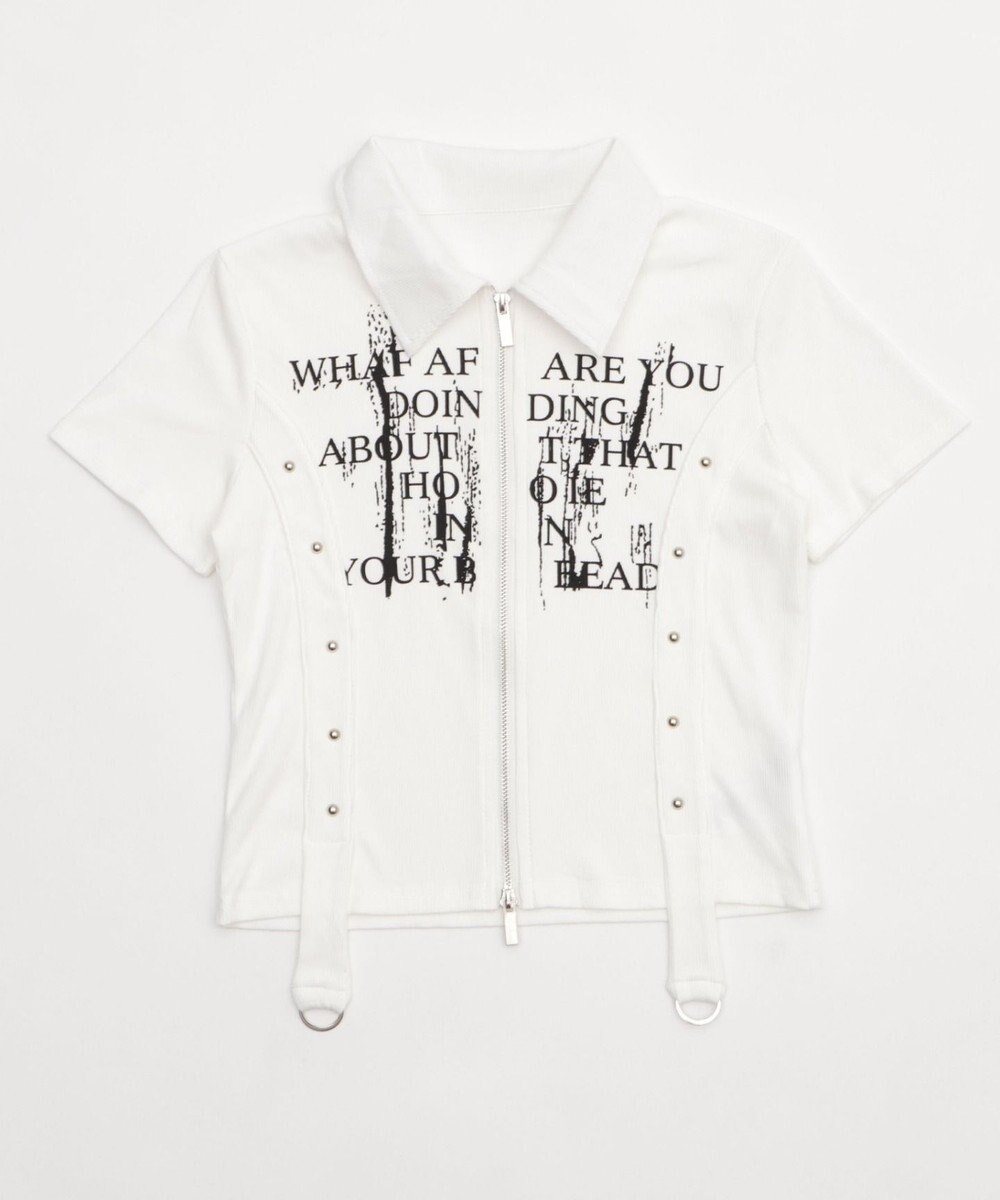 WEGO WジップスタッズクロップドSSトップス 