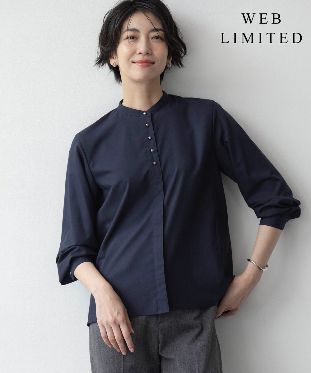 J.PRESS LADIES 【WEB限定カラーあり・洗える】Lim-bless50sツイル ブラウス 【WEB限定】ネイビー系