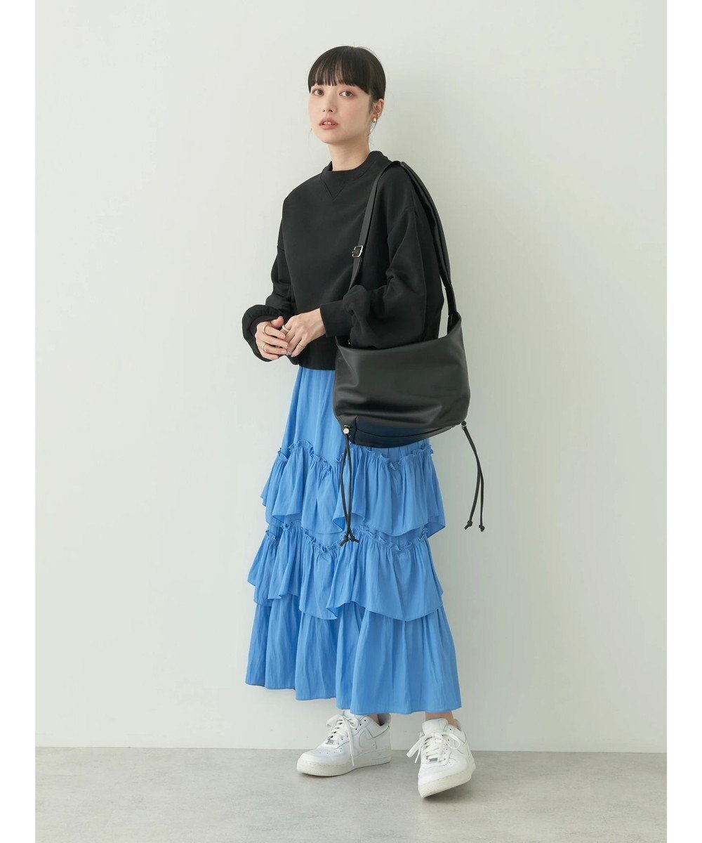 earth music&ecology クルーネック袖シャーリングスウェット 