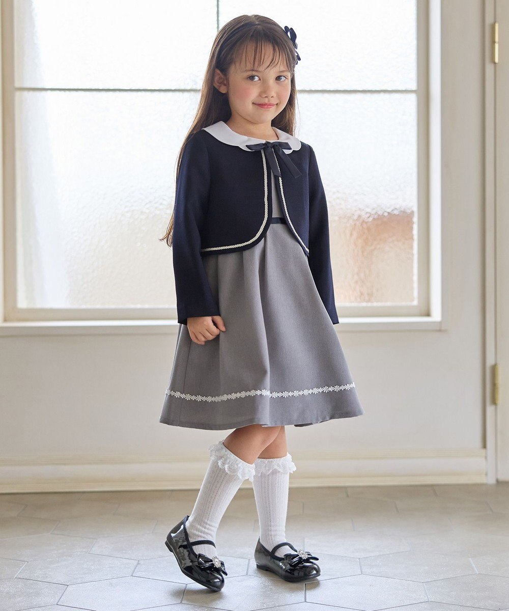 ANY KIDS 【2点セット】ノーカラー ボレロジャケット+襟付き ワンピース 