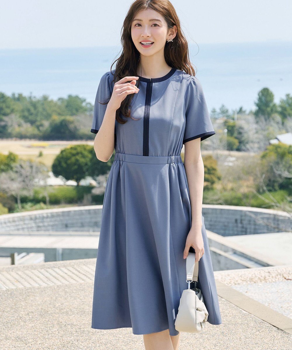 Tiaclasse L 配色フレアワンピース 