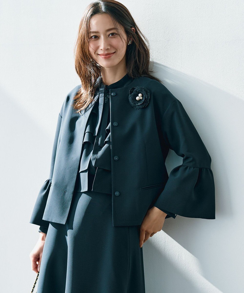 組曲 S 【KUMIKYOKU NAVY】コンフォータブルドレープ フレアスリーブジャケット 