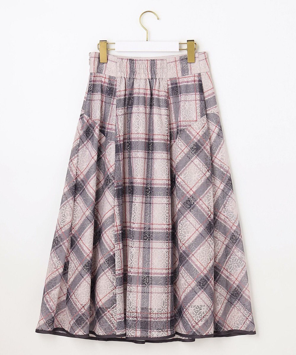 ANY SIS 【洗える】レースオンチェック スカート 