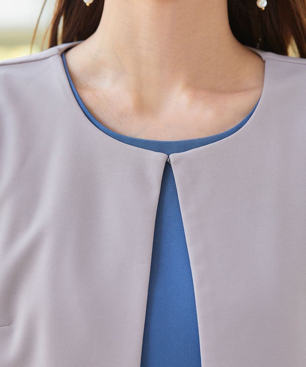 Tiaclasse L 【洗える】袖口リボンカットソーボレロカーディガン 