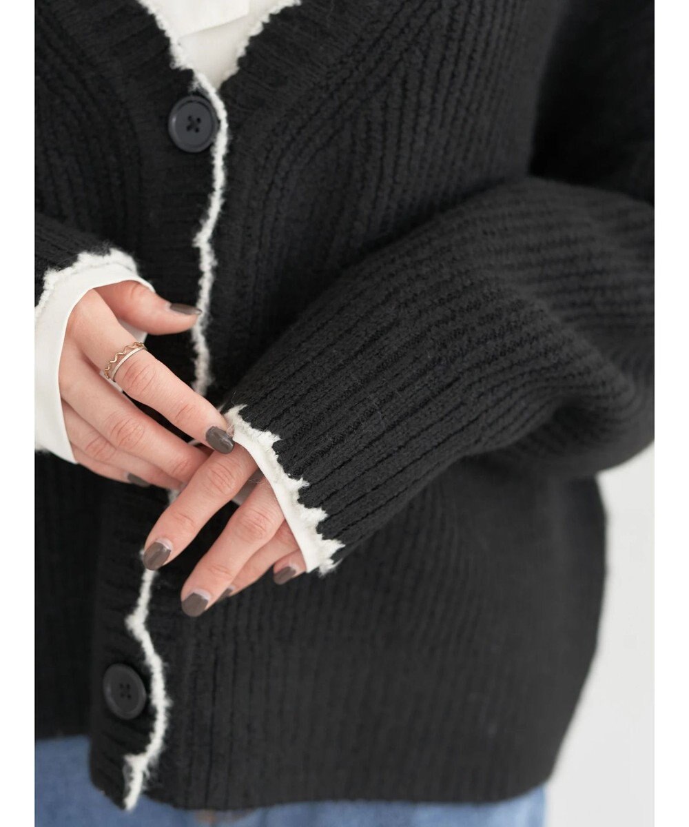 earth music&ecology スカラップニットカーディガン 