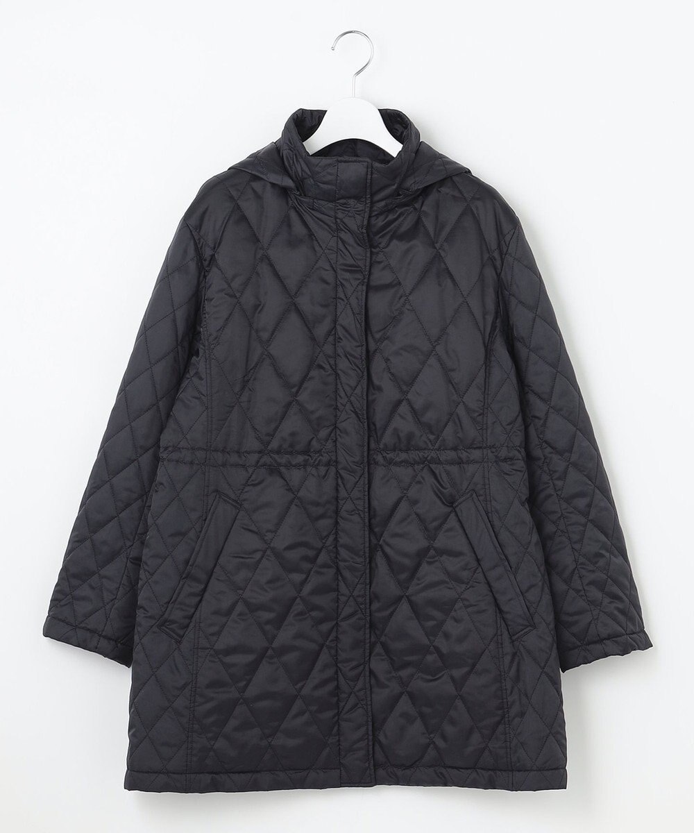 自由区 L 【洗える】ブライトキルト フード付きコート 