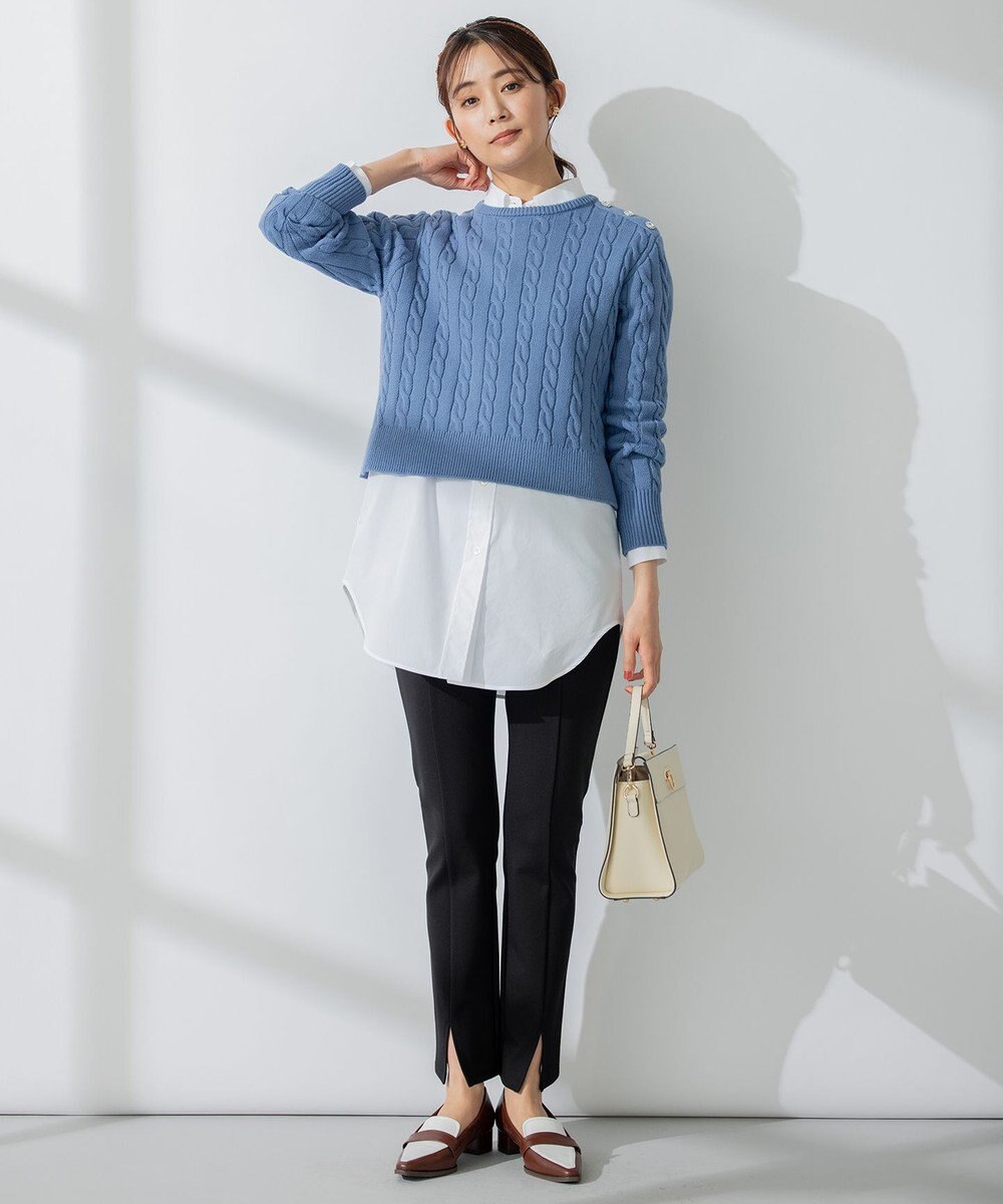 組曲 【ビジューボタン付き】SOBANE ケーブルプルオーバー ニット 