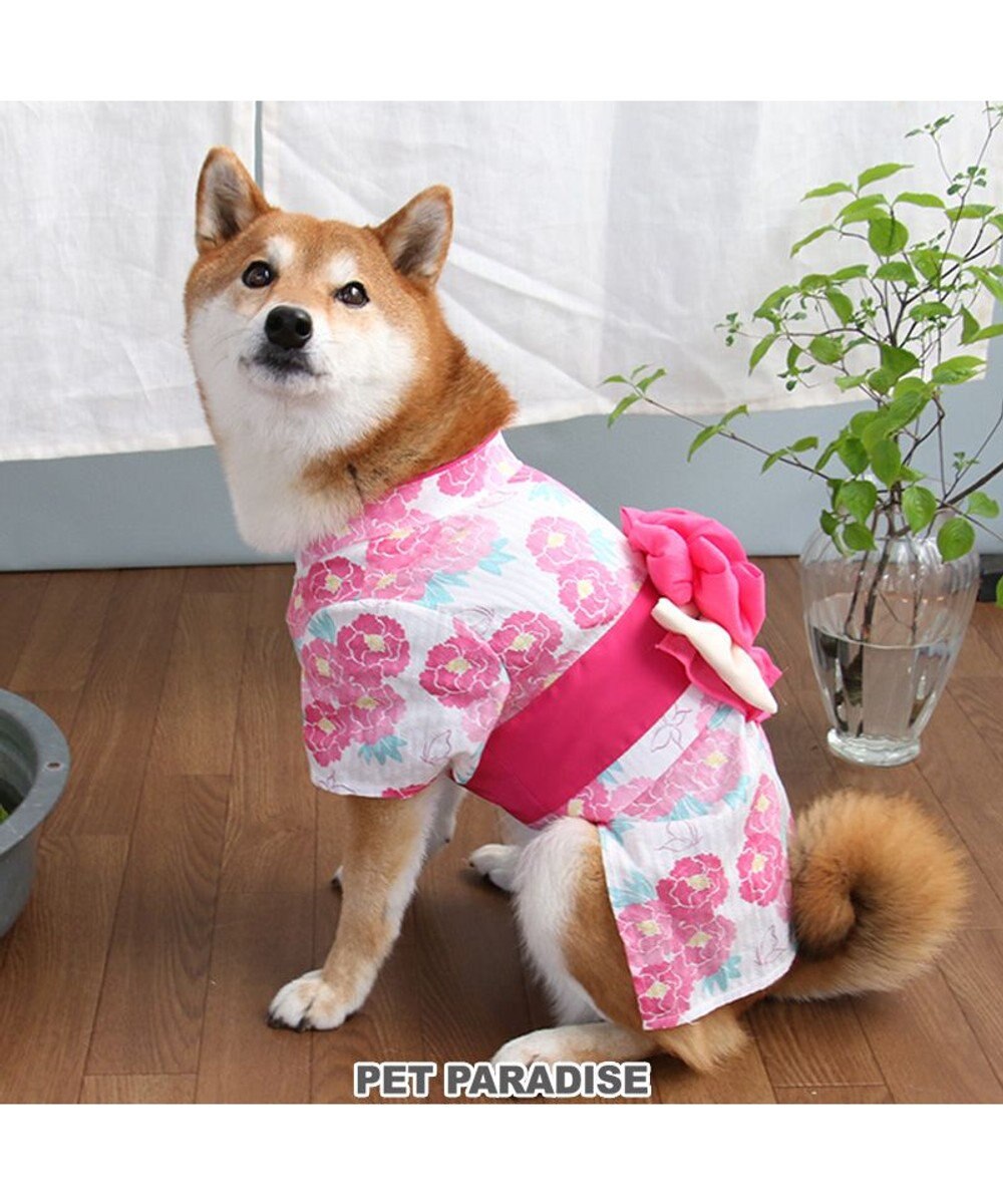 犬の服 夏 犬服 浴衣牡丹柄 ピンク 【中型犬】 【大型犬】