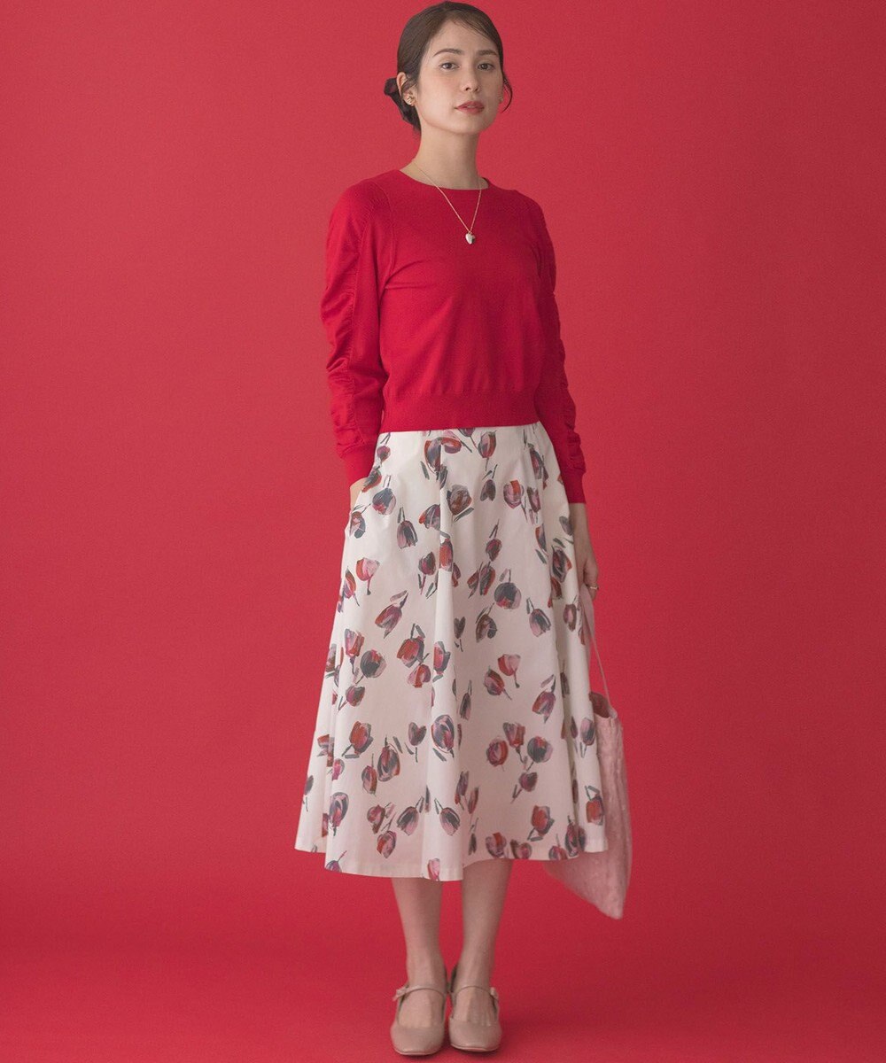 組曲 チューリッププリント フレアスカート 