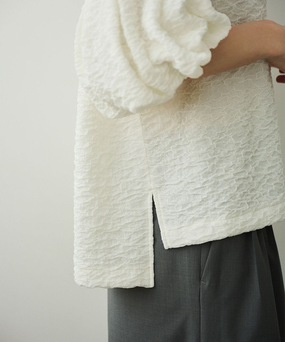 #Newans 【金子綾さんインスタライブご紹介アイテム】【洗える/セットアップ可能】ふくれジャガード パフスリーブブラウス 