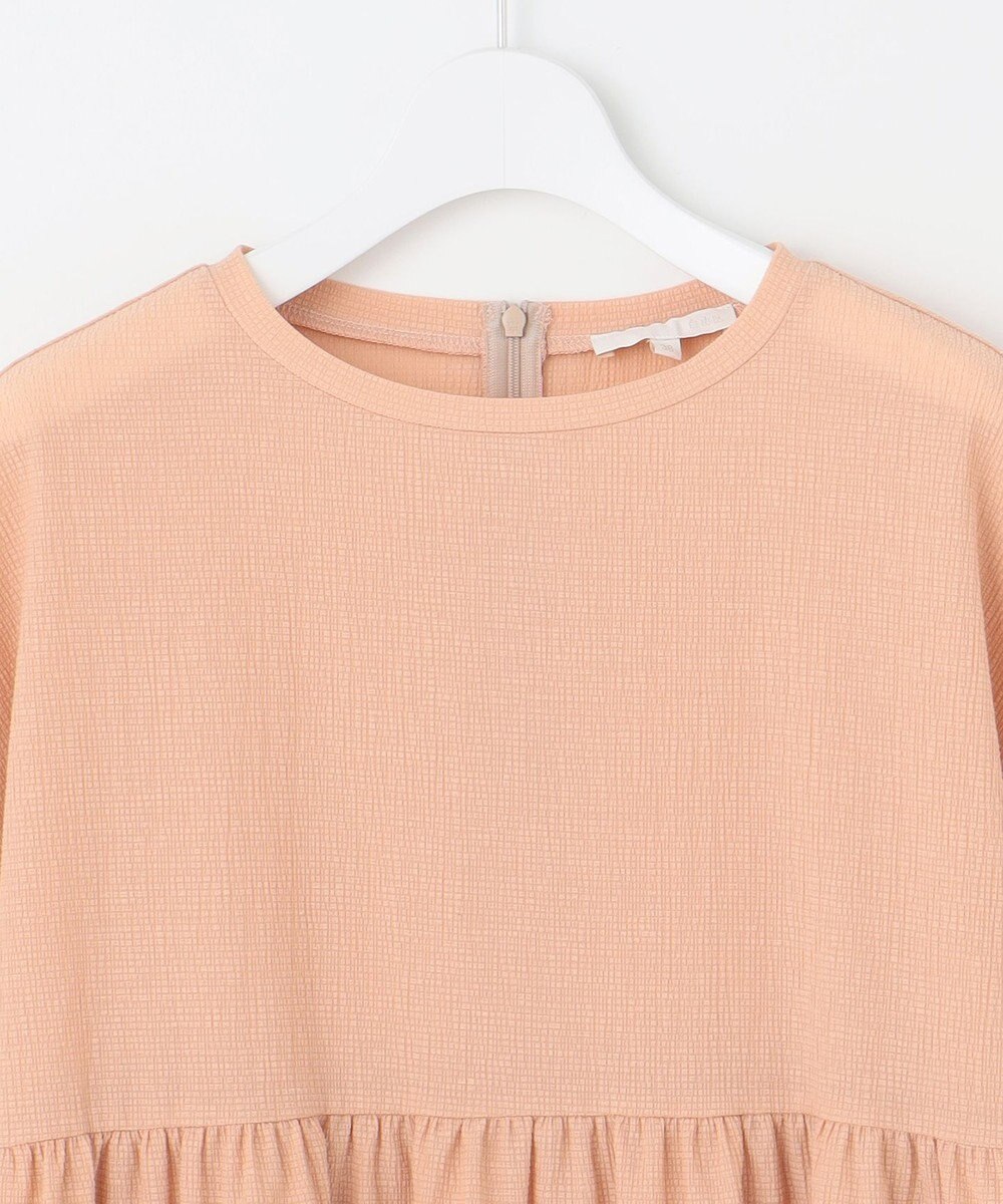 自由区 【洗える】リネンサッカーコンビペプラム カットソー 