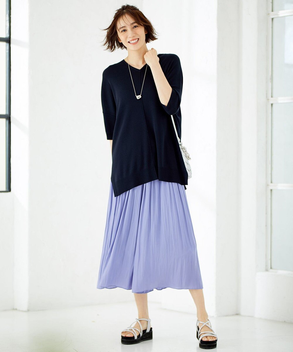 自由区 【新型登場！/WEB限定カラー有】ハイツイストコットンアセテート ニット5分袖 