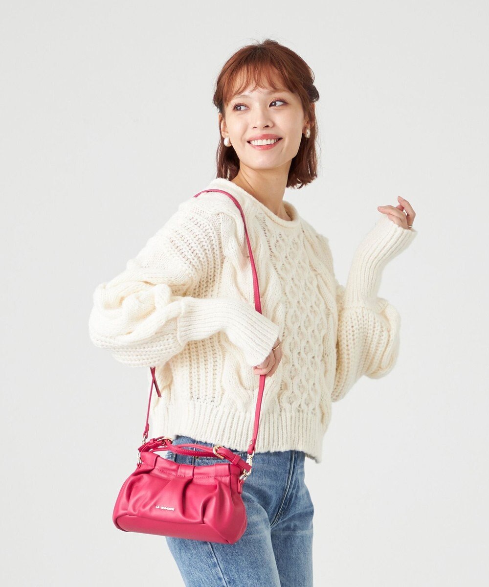 LA BAGAGERIE シープレザー　ギャザーミニマムバッグ 