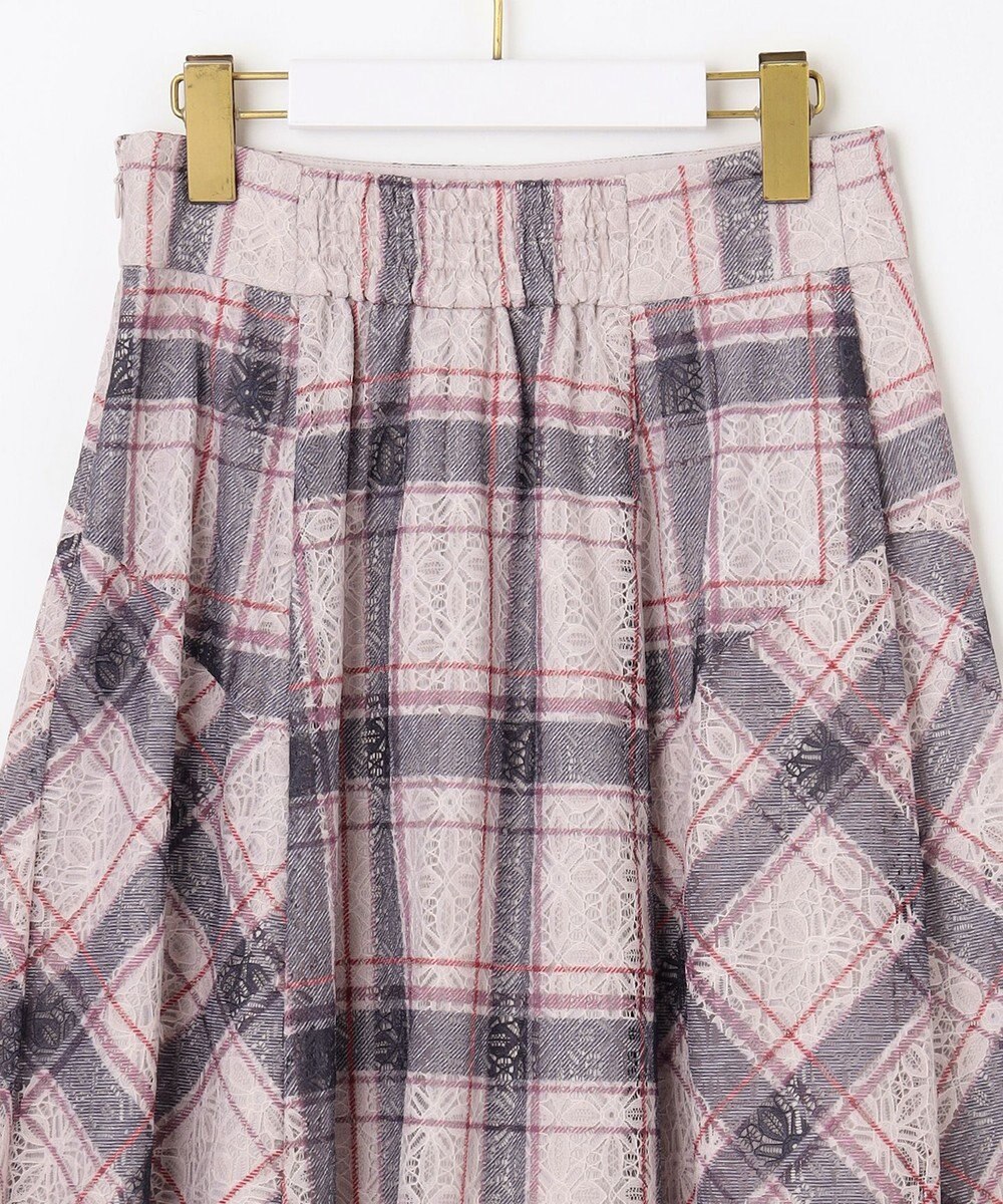 ANY SIS 【洗える】レースオンチェック スカート 