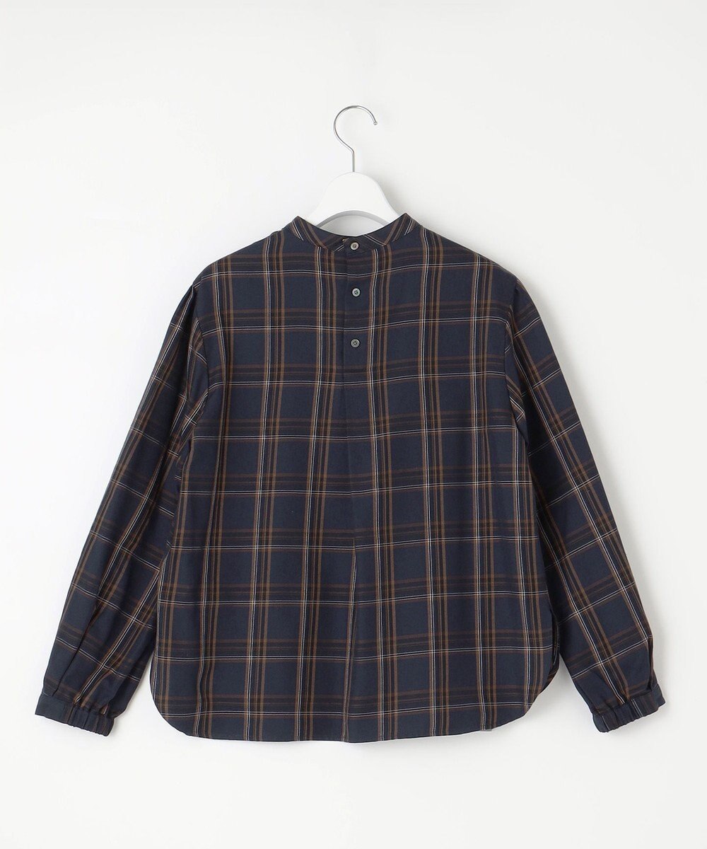 J.PRESS LADIES 【洗える】綿セルロースクリアチェック ボリューム袖 ブラウス 