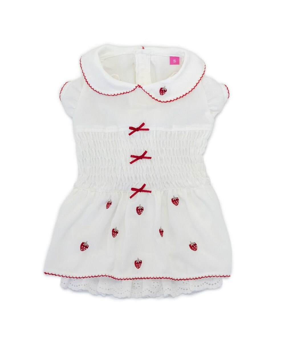 PET PARADISE ペットパラダイス スモッキング ワンピース 《いちご刺繍》 小型犬 
