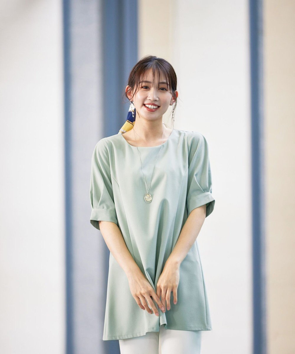 Tiaclasse L 【洗える】パフスリーブチュニックブラウス 