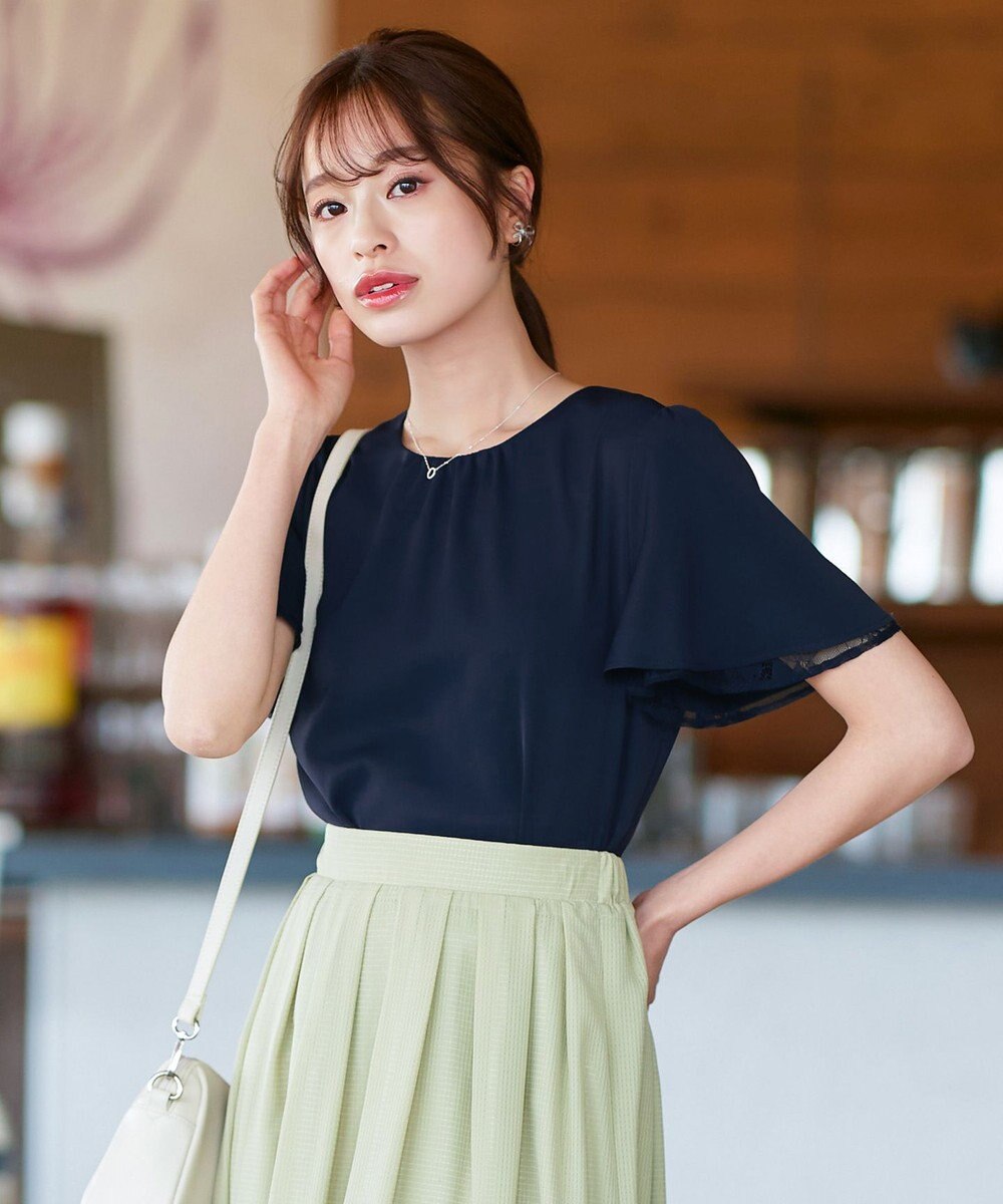 Tiaclasse 【洗える】袖レースレイヤードブラウス 