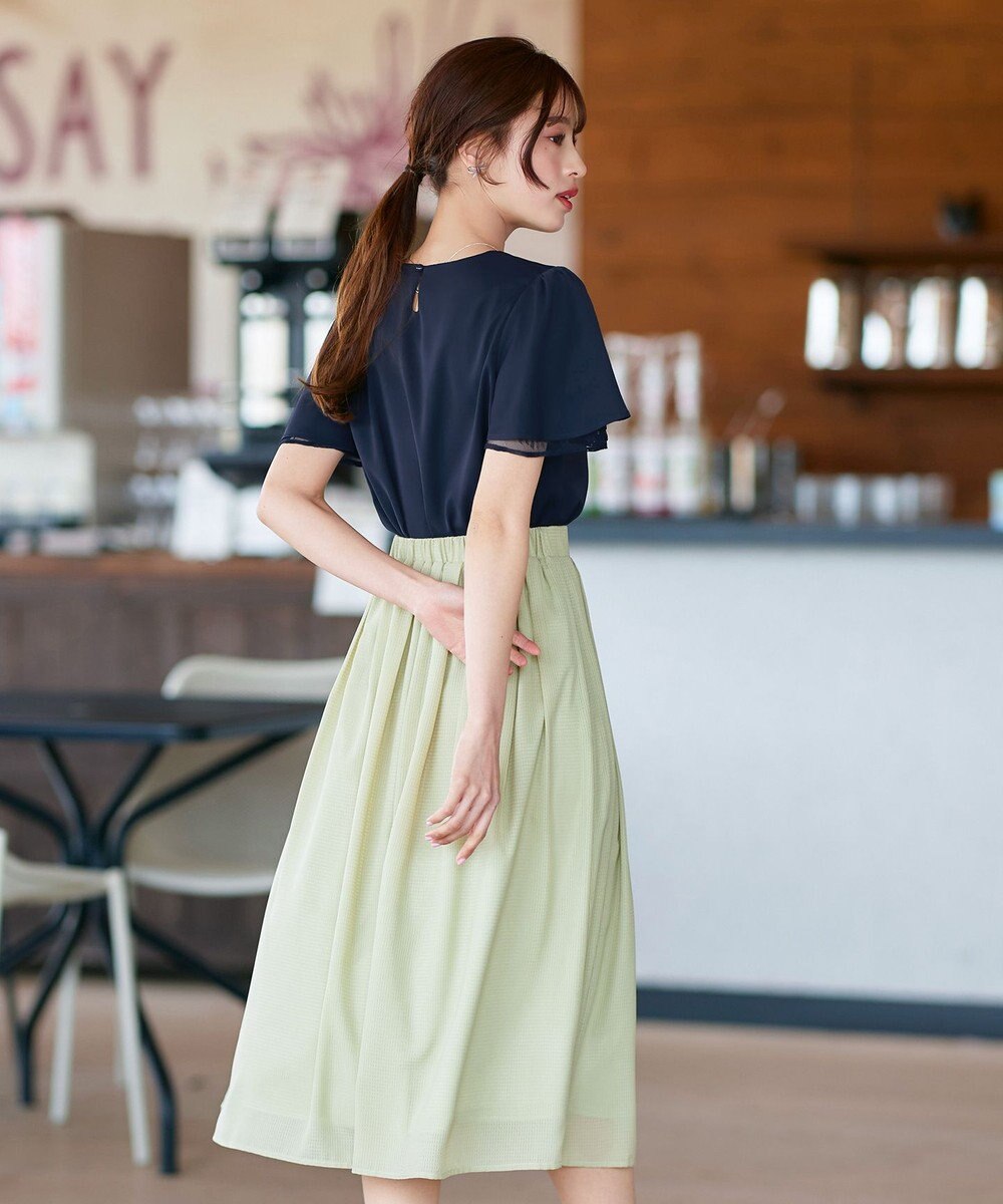 Tiaclasse 【洗える】袖レースレイヤードブラウス 