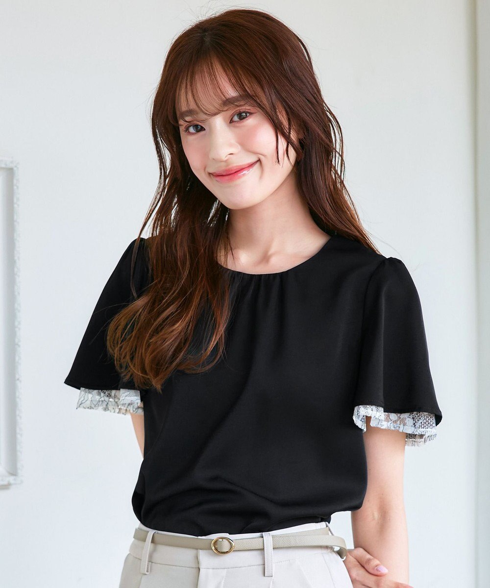 Tiaclasse 【洗える】袖レースレイヤードブラウス 