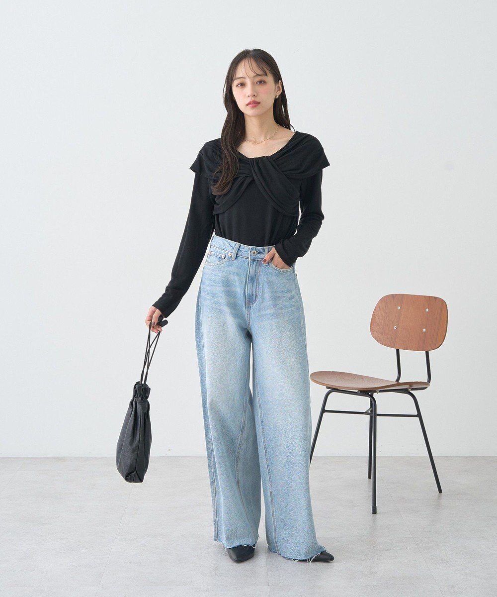 earth music&ecology リボンライクドレーププルオーバー 