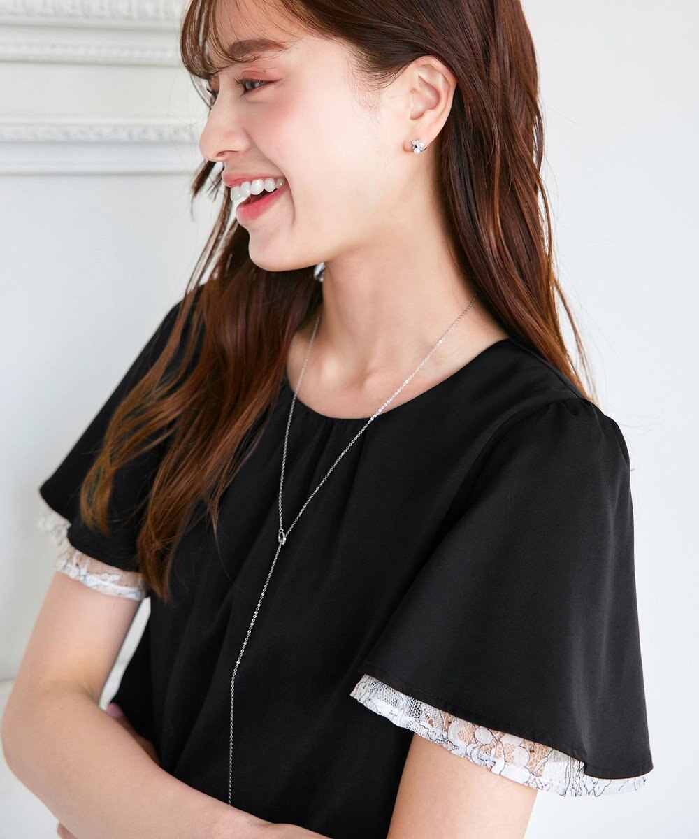 Tiaclasse 【洗える】袖レースレイヤードブラウス 