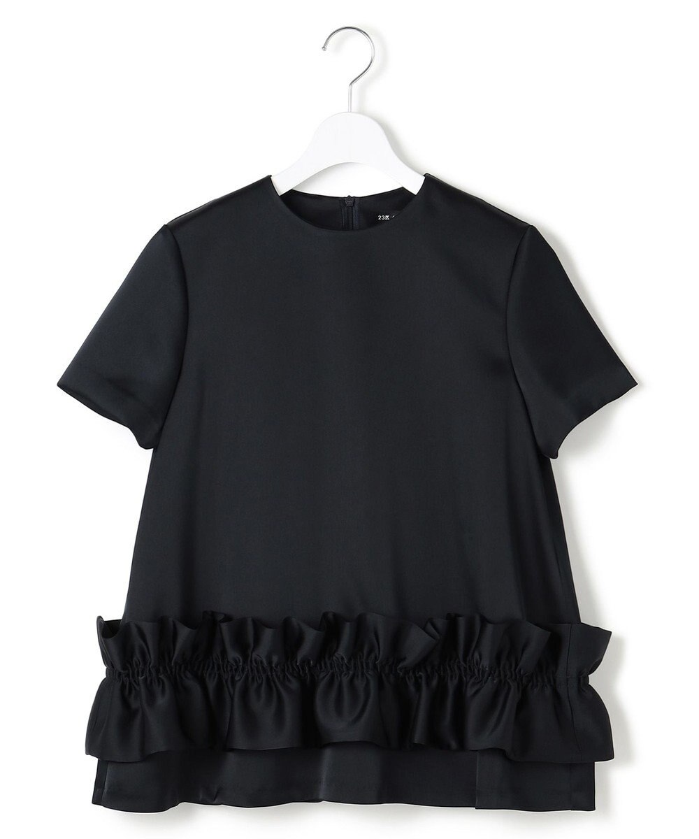 23区 【APPLAUDIR】クリアダブルサテン フリルヘム ブラウス 